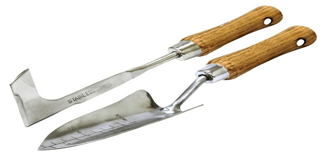 2pc Knife Weeder &Transplanter Ash Wood Handle